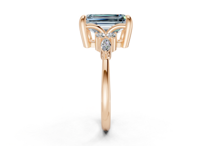 Lyra Blue Diamond Accent Emerald Cut 1.8mm Engagement Ring