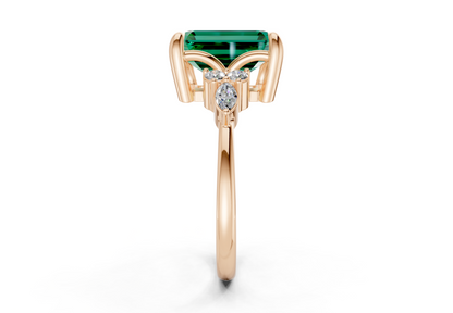 Lyra Emerald Gemstone Accent Emerald Cut 2mm Engagement Ring