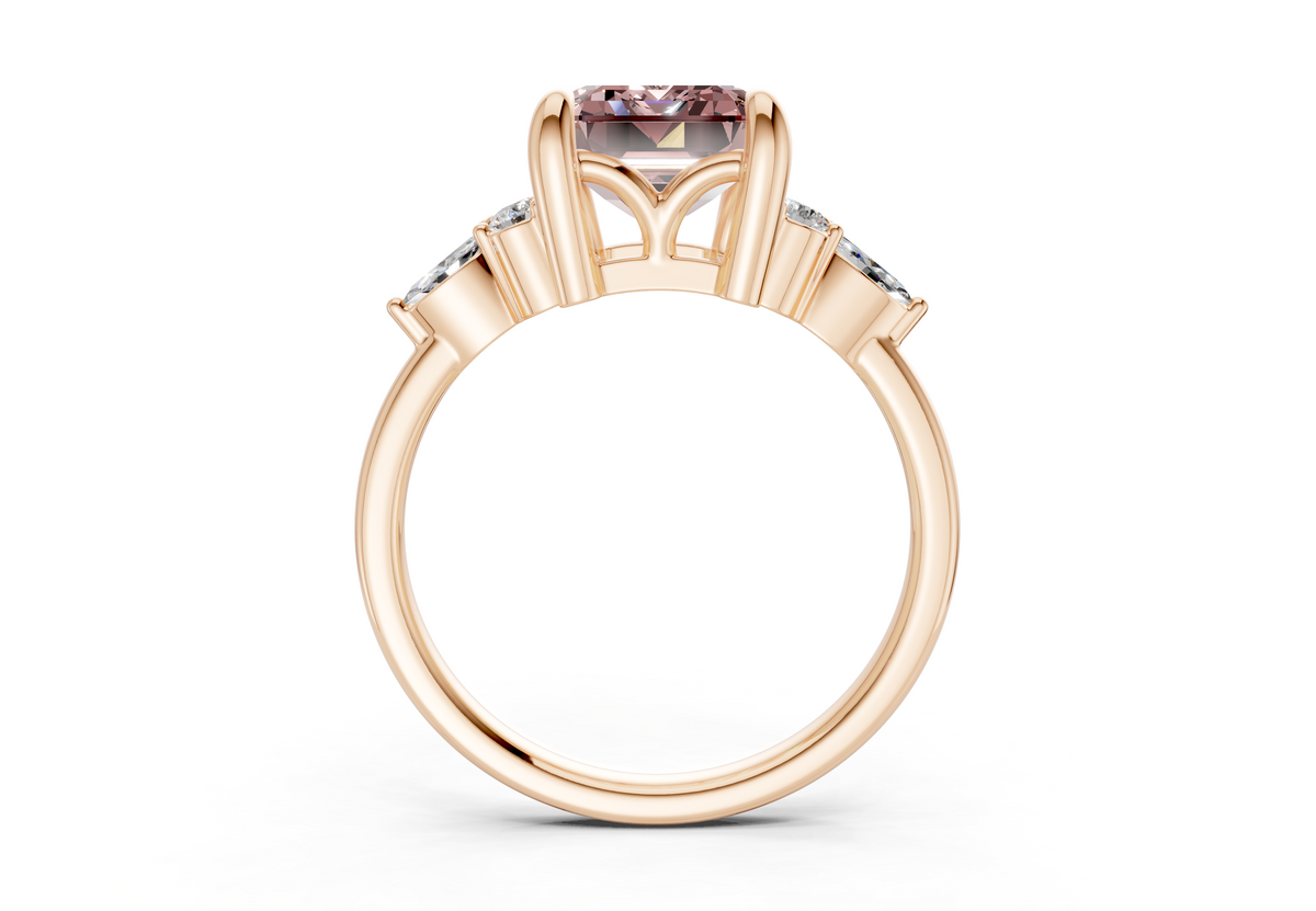 Lyra Pink Diamond Accent Emerald Cut 2mm Engagement Ring