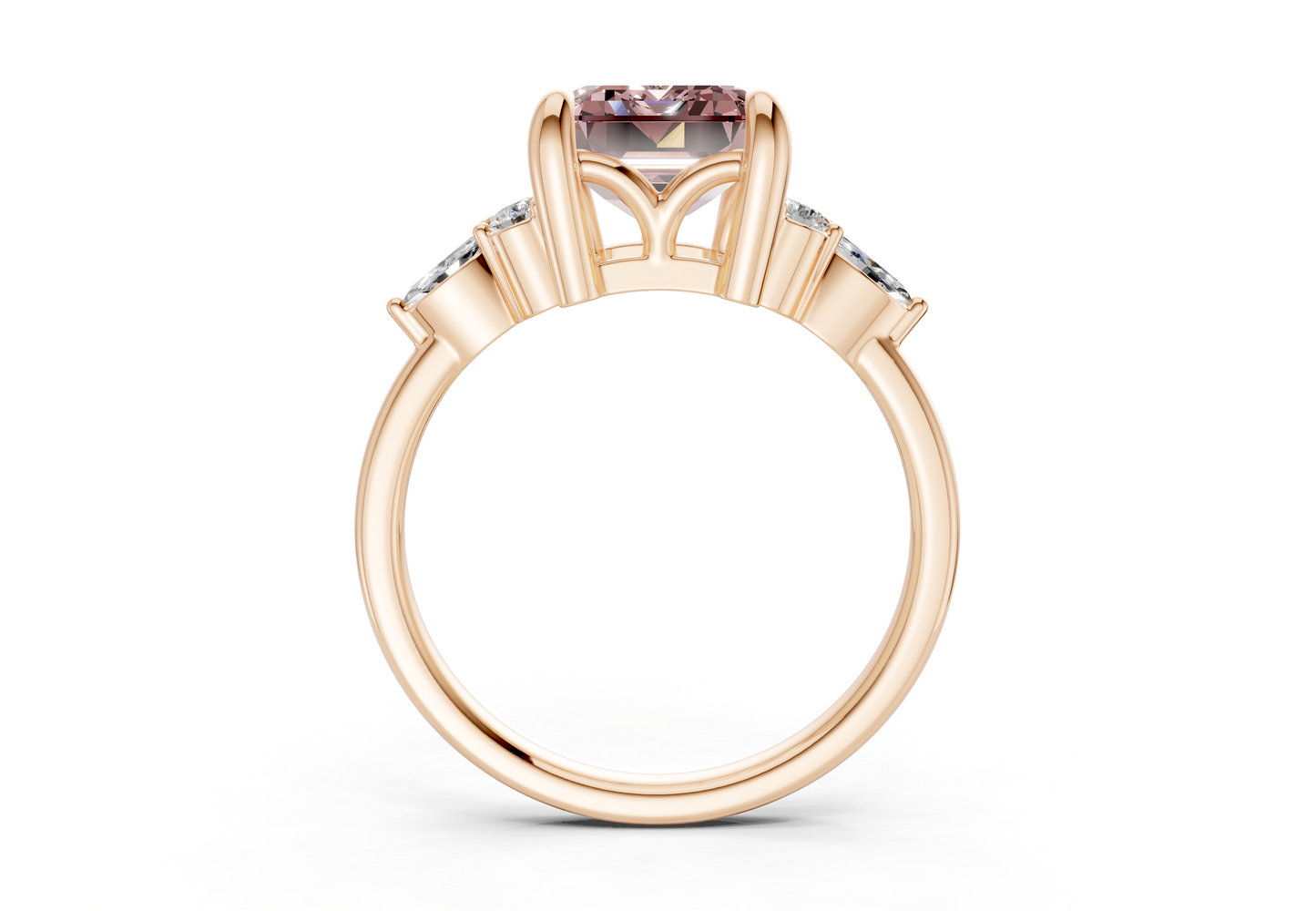 Lyra Pink Diamond Accent Emerald Cut 2mm Engagement Ring