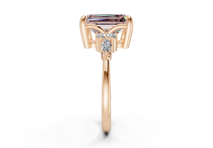 Lyra Pink Diamond Accent Emerald Cut 2mm Engagement Ring