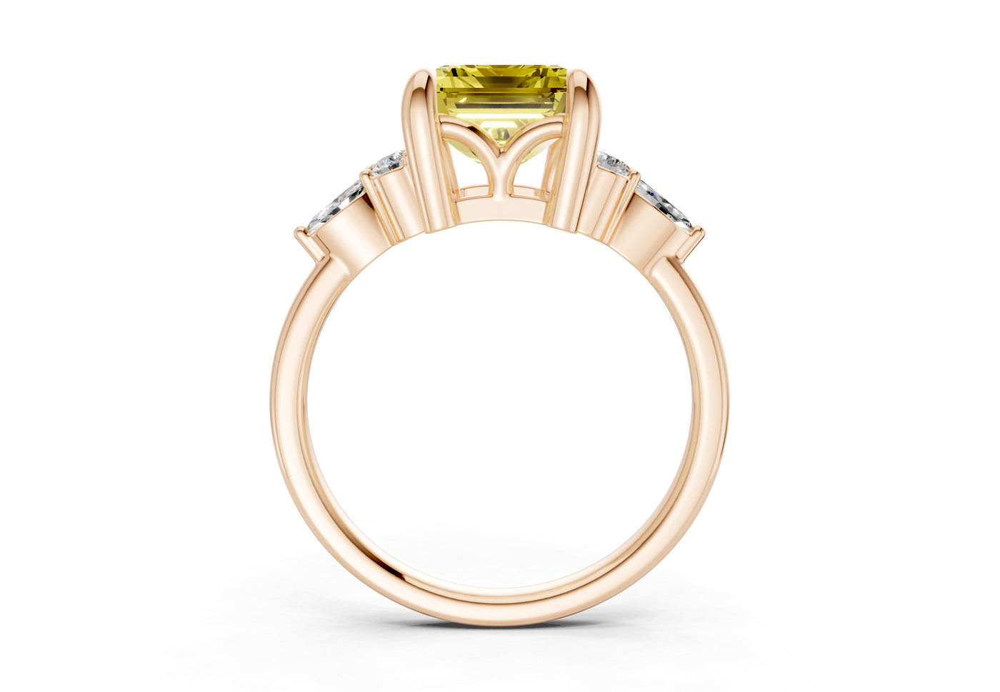 Lyra Yellow Diamond Accent Emerald Cut 2mm Engagement Ring