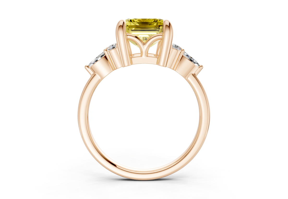 Lyra Yellow Diamond Accent Emerald Cut 1.8mm Engagement Ring