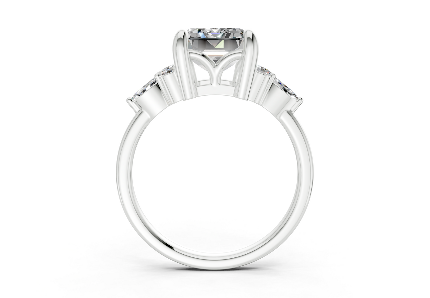 Lyra Diamond Accent Emerald Cut 2mm Engagement Ring