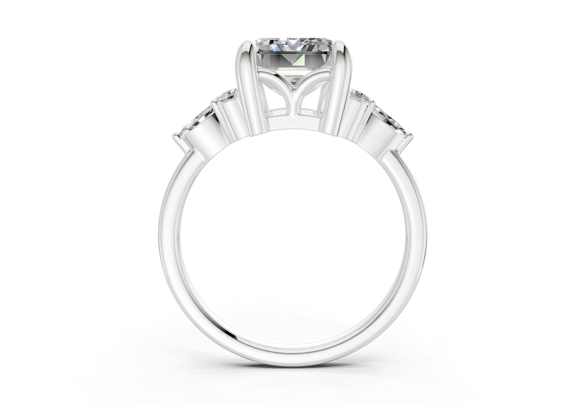 Lyra Diamond Accent Emerald Cut 1.8mm Engagement Ring