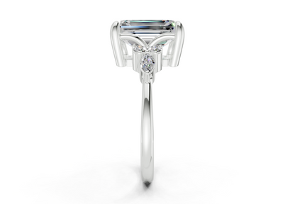 Lyra Diamond Accent Emerald Cut 2.3mm Engagement Ring