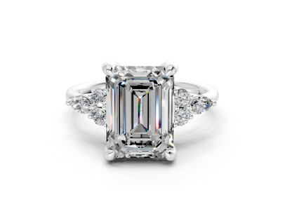 Lyra Diamond Accent Emerald Cut 2.3mm Engagement Ring