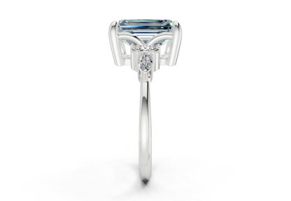 Lyra Blue Diamond Accent Emerald Cut 1.8mm Engagement Ring