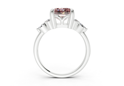 Lyra Pink Diamond Accent Emerald Cut 2mm Engagement Ring