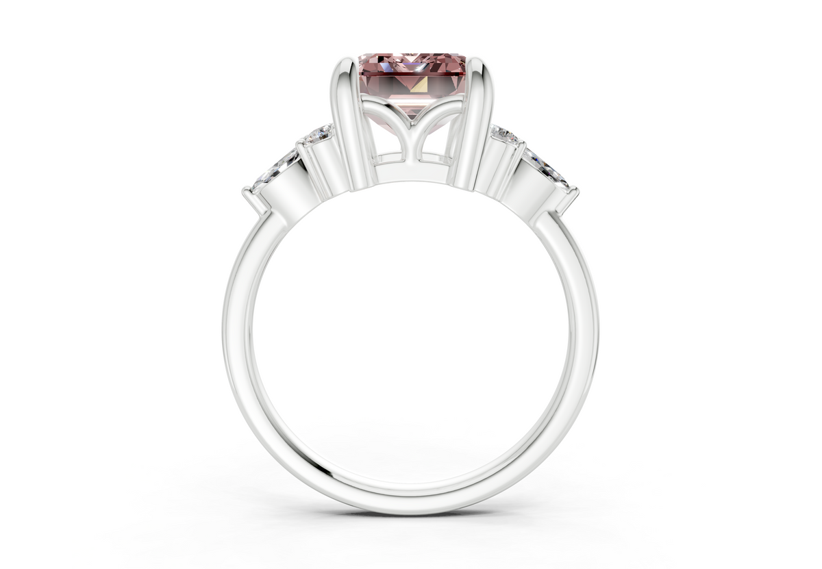 Lyra Pink Diamond Accent Emerald Cut 2.3mm Engagement Ring