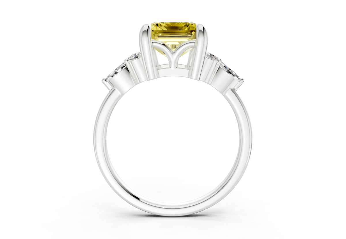 Lyra Yellow Diamond Accent Emerald Cut 2mm Engagement Ring