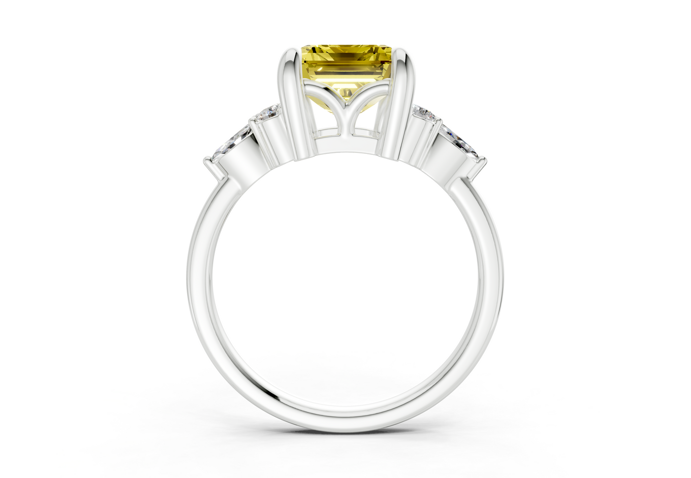 Lyra Yellow Diamond Accent Emerald Cut 1.8mm Engagement Ring