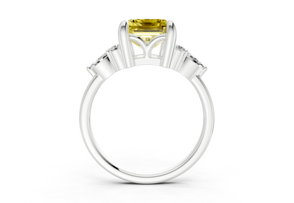 Lyra Yellow Diamond Accent Emerald Cut 1.8mm Engagement Ring