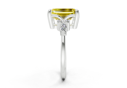 Lyra Yellow Diamond Accent Emerald Cut 2.3mm Engagement Ring
