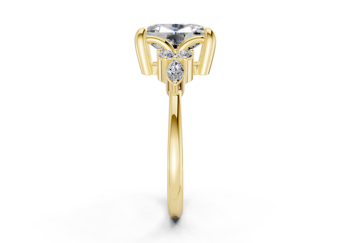 Lyra Diamond Accent Elongated Cushion Cut 1.8mm Engagement Ring