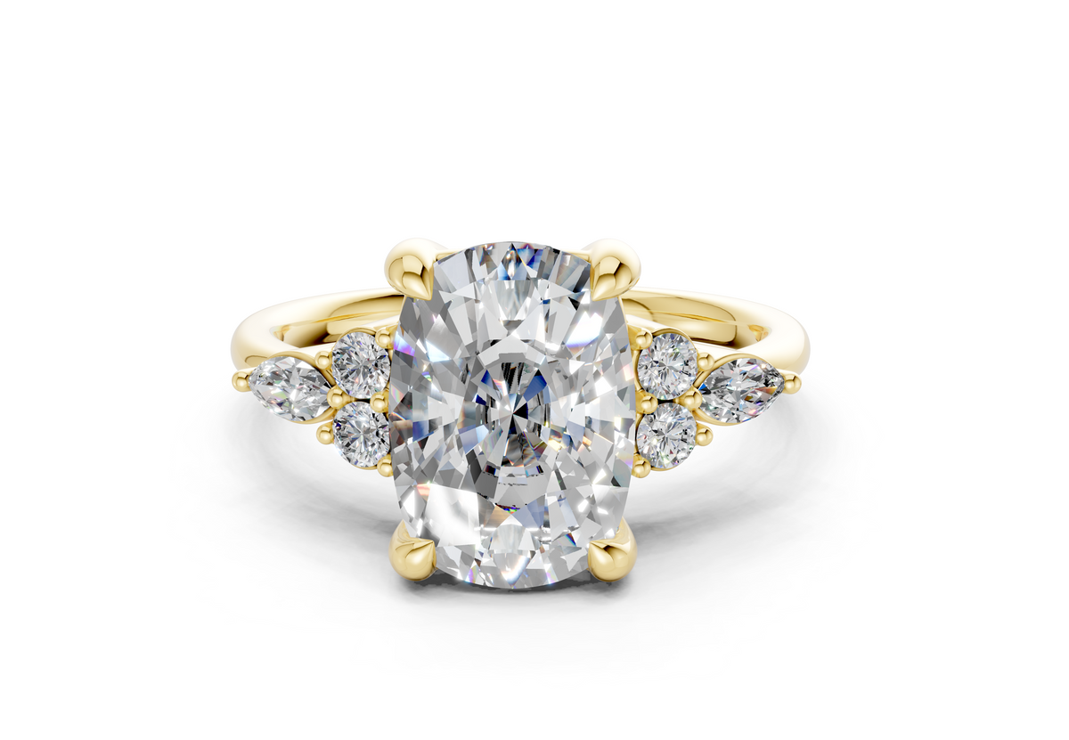 Lyra Diamond Accent Elongated Cushion Cut 2mm Engagement Ring