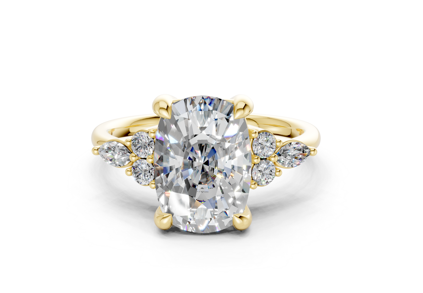 Lyra Diamond Accent Elongated Cushion Cut 1.8mm Engagement Ring