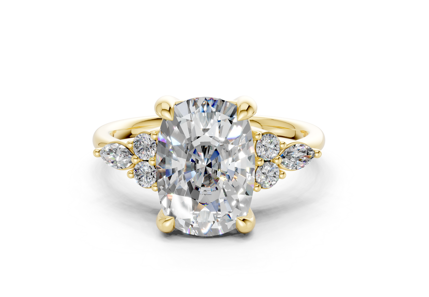 Lyra Diamond Accent Elongated Cushion Cut 2.3mm Engagement Ring