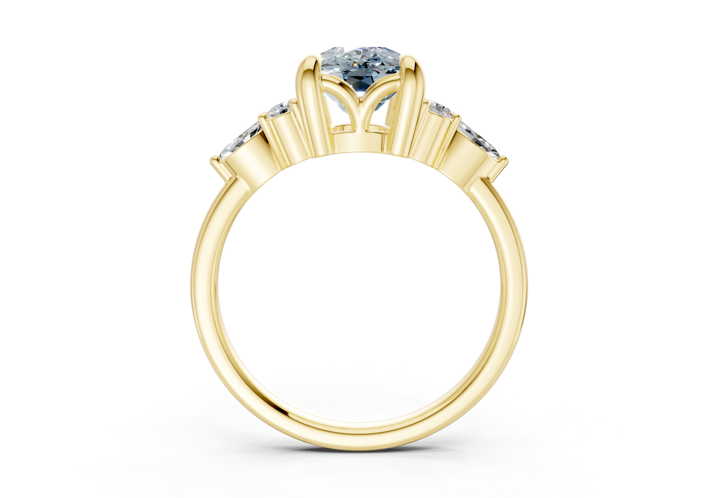 Lyra Blue Diamond Accent Elongated Cushion Cut 2mm Engagement Ring