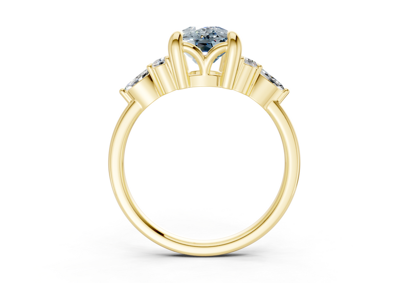 Lyra Blue Diamond Accent Elongated Cushion Cut 2.3mm Engagement Ring