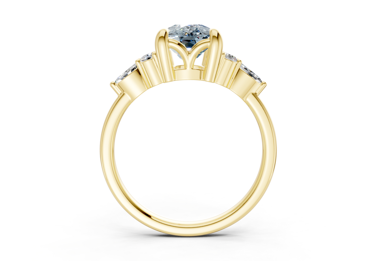 Lyra Blue Diamond Accent Elongated Cushion Cut 1.8mm Engagement Ring