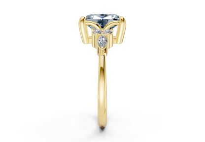 Lyra Blue Diamond Accent Elongated Cushion Cut 2mm Engagement Ring