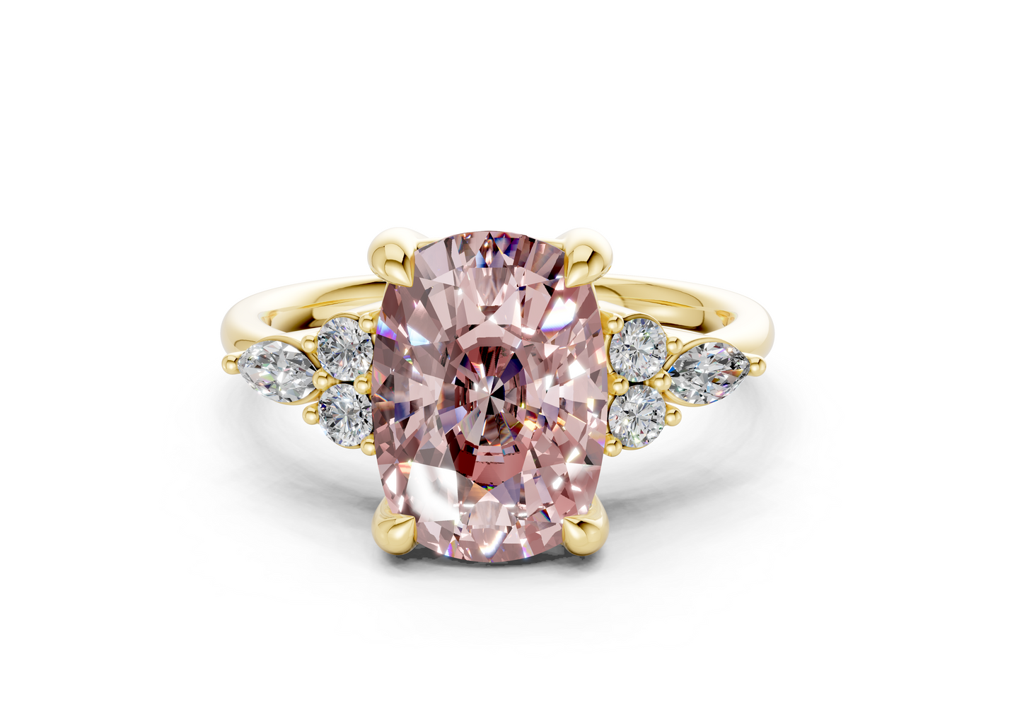 Lyra Pink Diamond Accent Elongated Cushion Cut 2mm Engagement Ring
