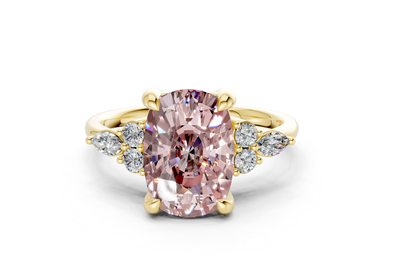 Lyra Pink Diamond Accent Elongated Cushion Cut 1.8mm Engagement Ring