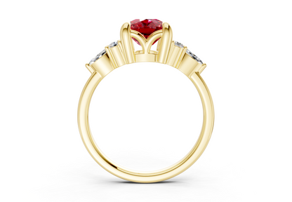 Lyra Ruby Gemstone Accent Elongated Cushion Cut 2.3mm Engagement Ring