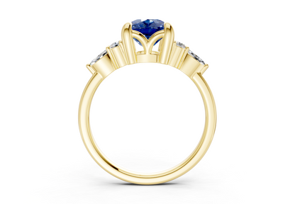 Lyra Sapphire Gemstone Accent Elongated Cushion Cut 2mm Engagement Ring