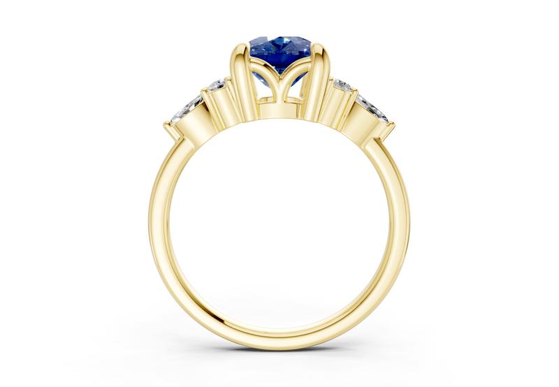 Lyra Sapphire Gemstone Accent Elongated Cushion Cut 2mm Engagement Ring