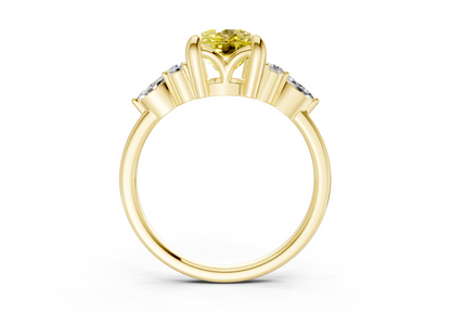 Lyra Yellow Diamond Accent Elongated Cushion Cut 1.8mm Engagement Ring