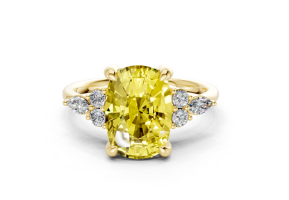 Lyra Yellow Diamond Accent Elongated Cushion Cut 1.8mm Engagement Ring