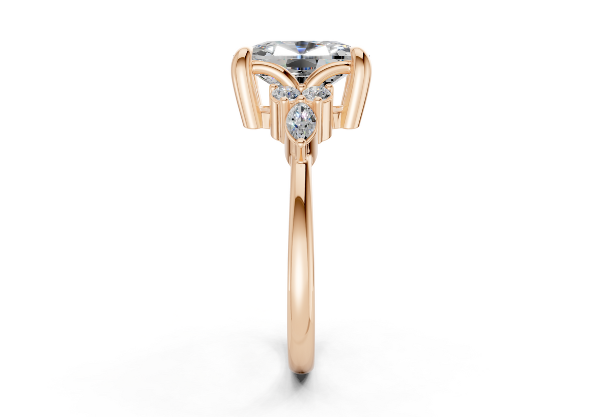 Lyra Diamond Accent Elongated Cushion Cut 2mm Engagement Ring