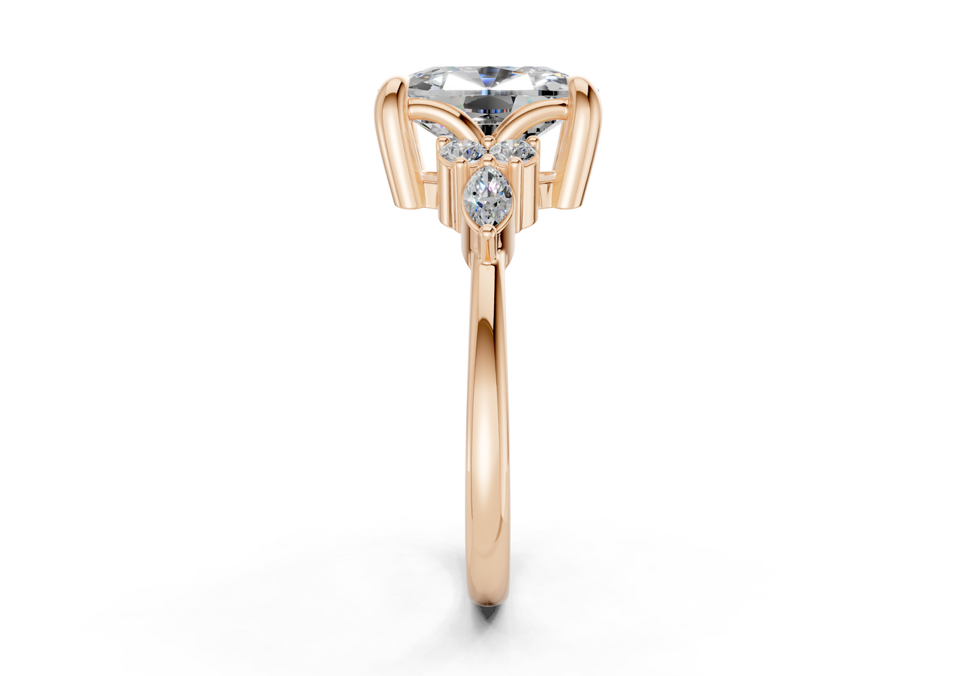 Lyra Diamond Accent Elongated Cushion Cut 1.8mm Engagement Ring