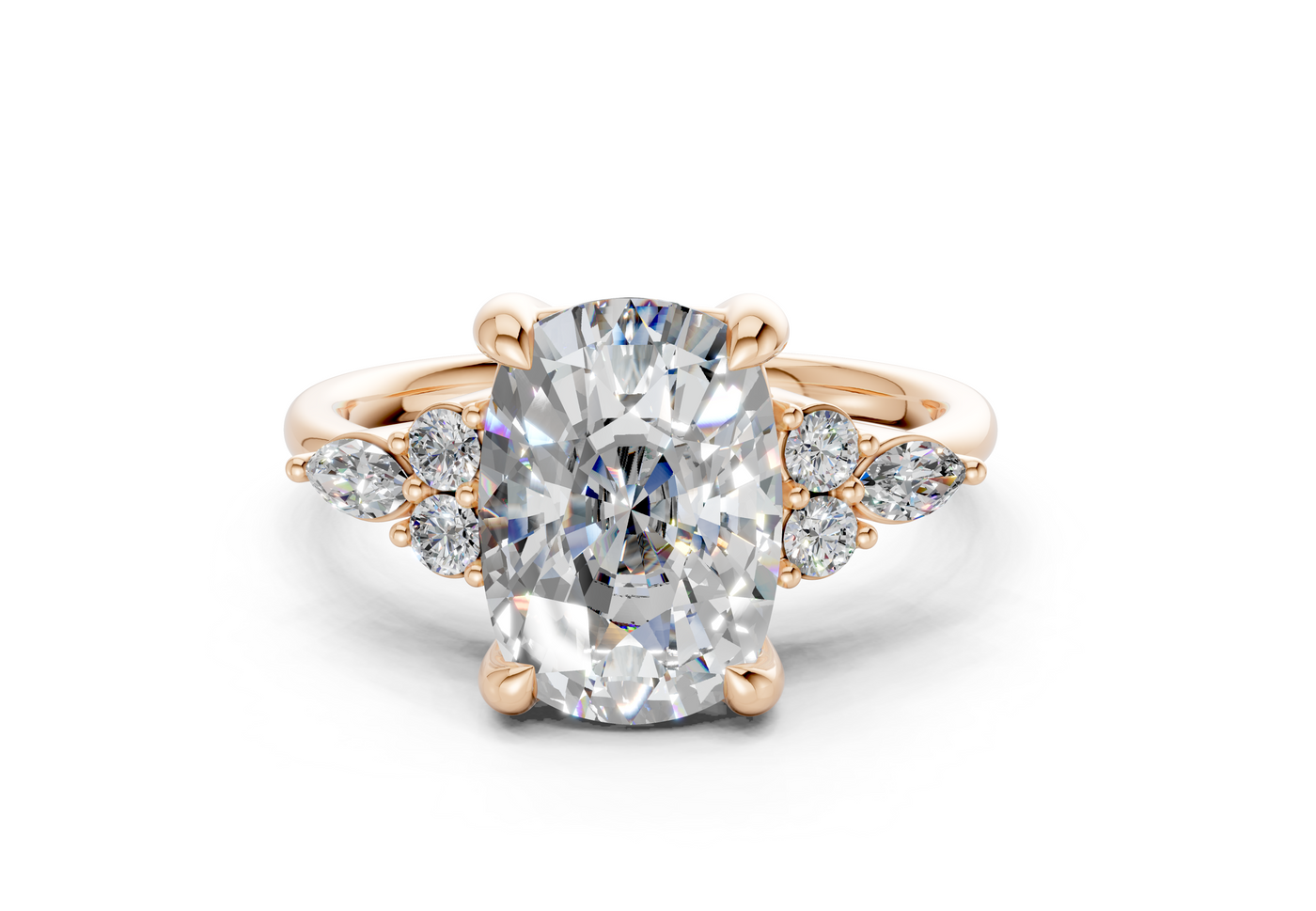 Lyra Diamond Accent Elongated Cushion Cut 2mm Engagement Ring