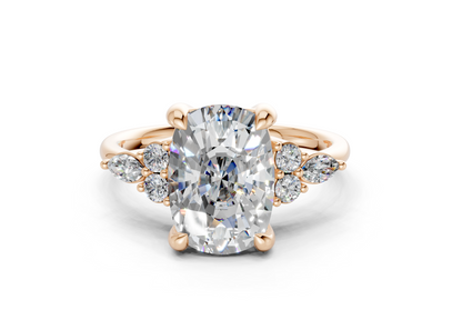 Lyra Diamond Accent Elongated Cushion Cut 2mm Engagement Ring