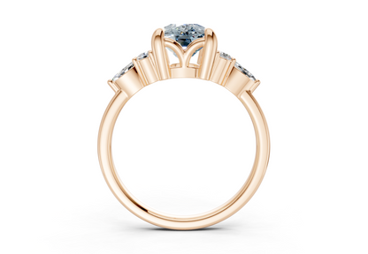Lyra Blue Diamond Accent Elongated Cushion Cut 2mm Engagement Ring