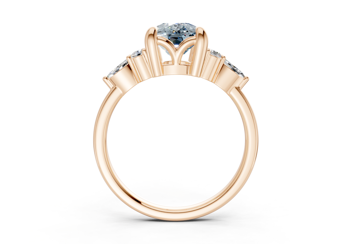 Lyra Blue Diamond Accent Elongated Cushion Cut 1.8mm Engagement Ring