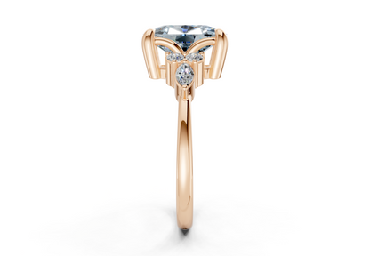 Lyra Blue Diamond Accent Elongated Cushion Cut 2mm Engagement Ring
