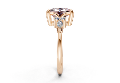 Lyra Pink Diamond Accent Elongated Cushion Cut 2mm Engagement Ring