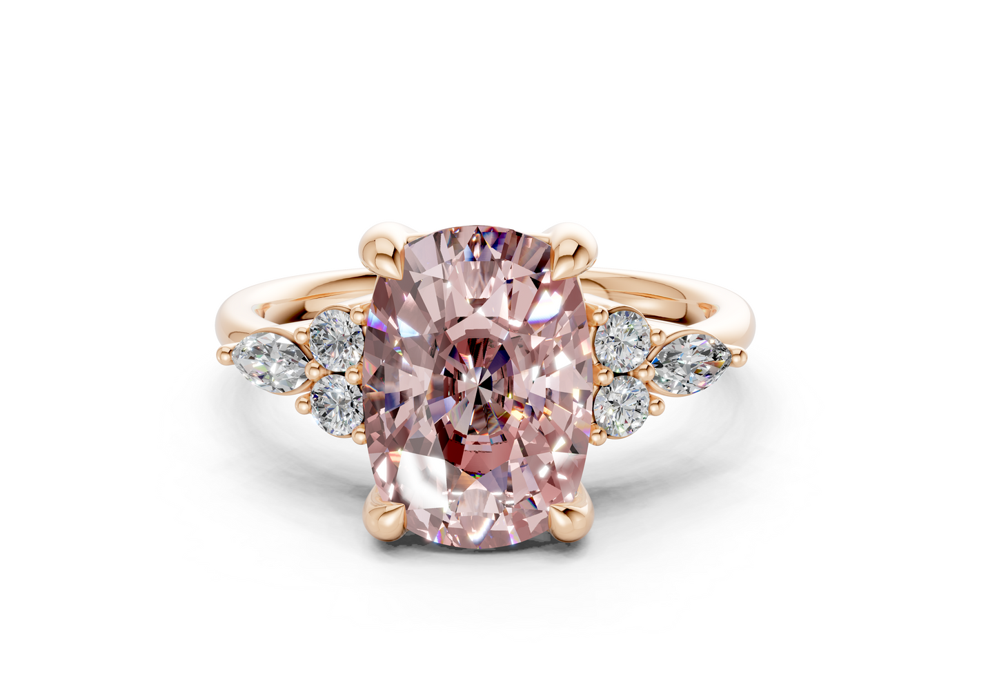 Lyra Pink Diamond Accent Elongated Cushion Cut 2.3mm Engagement Ring