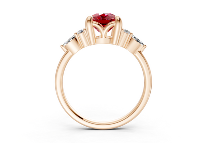 Lyra Ruby Gemstone Accent Elongated Cushion Cut 2.3mm Engagement Ring