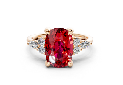 Lyra Ruby Gemstone Accent Elongated Cushion Cut 2mm Engagement Ring