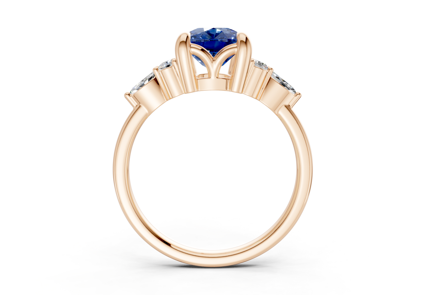 Lyra Sapphire Gemstone Accent Elongated Cushion Cut 1.8mm Engagement Ring