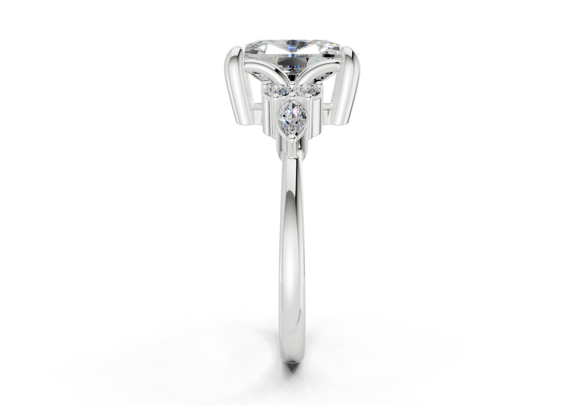 Lyra Diamond Accent Elongated Cushion Cut 1.8mm Engagement Ring