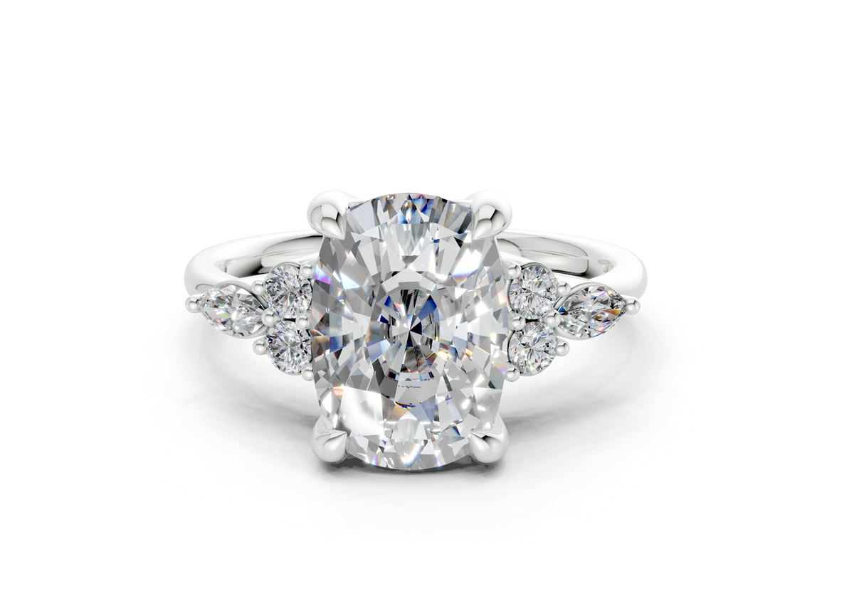 Lyra Diamond Accent Elongated Cushion Cut 2mm Engagement Ring