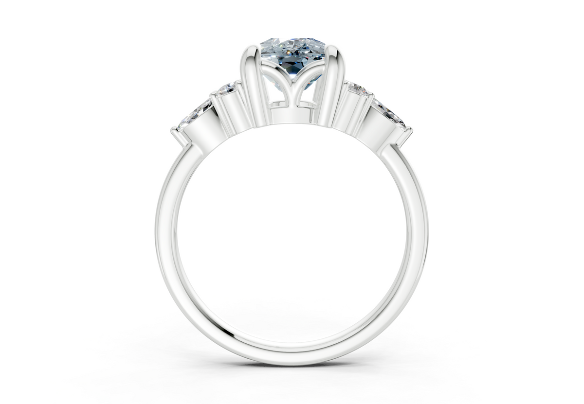 Lyra Blue Diamond Accent Elongated Cushion Cut 2mm Engagement Ring