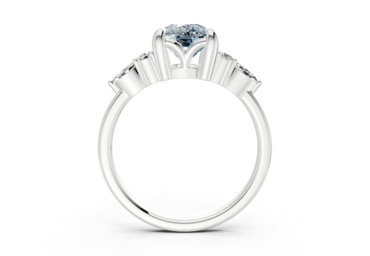 Lyra Blue Diamond Accent Elongated Cushion Cut 2mm Engagement Ring