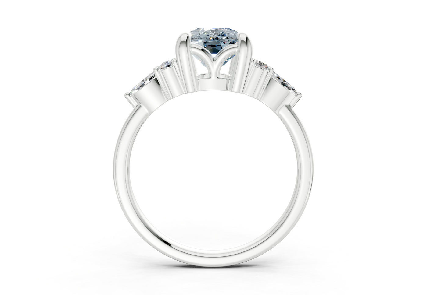 Lyra Blue Diamond Accent Elongated Cushion Cut 1.8mm Engagement Ring
